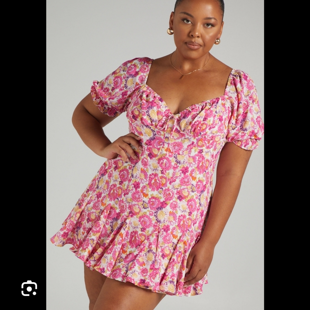 Showpo Pink Floral Mini Dress